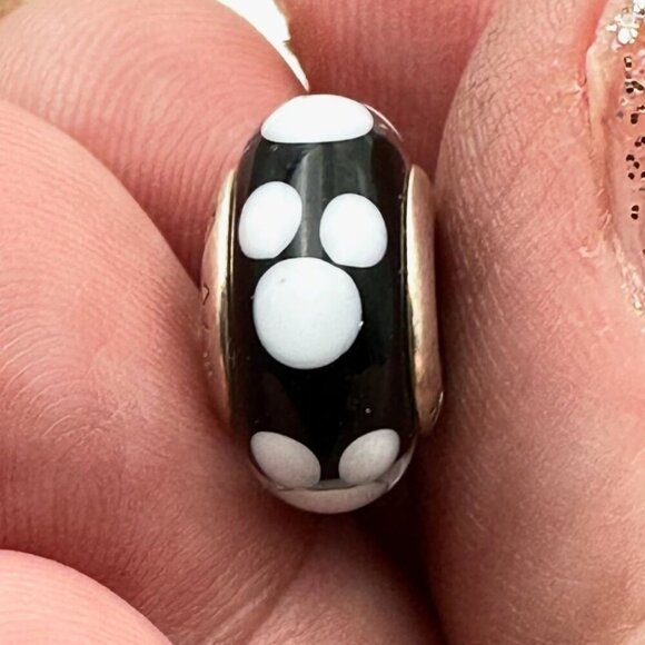 Pandora Disney Mickey Mouse Murano Glass Charm 925 ALE Sterling Silver - Picture 4 of 4